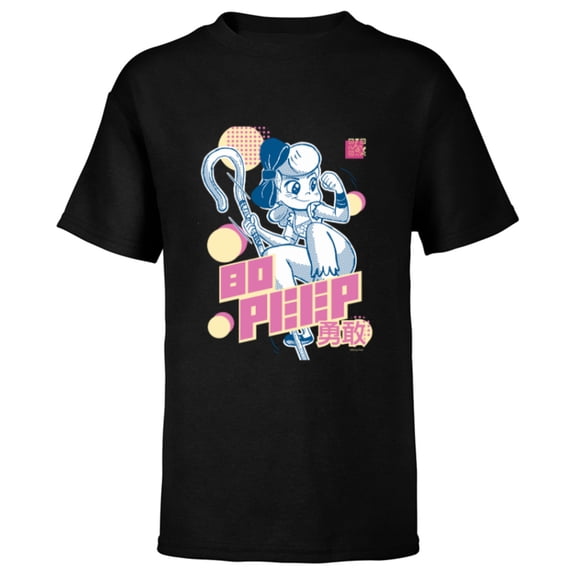 Disney and Pixar’s Toy Story Bo Peep Anime Japanese - Short Sleeve T-Shirt for Kids - Customized-Black