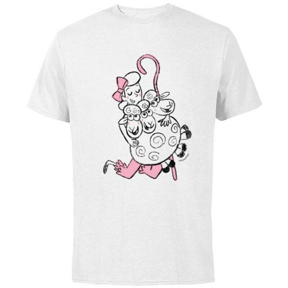 Disney and Pixar’s Toy Story Bo Peep Hugs Sheep - Short Sleeve Cotton T-Shirt for Adults - Customized-White