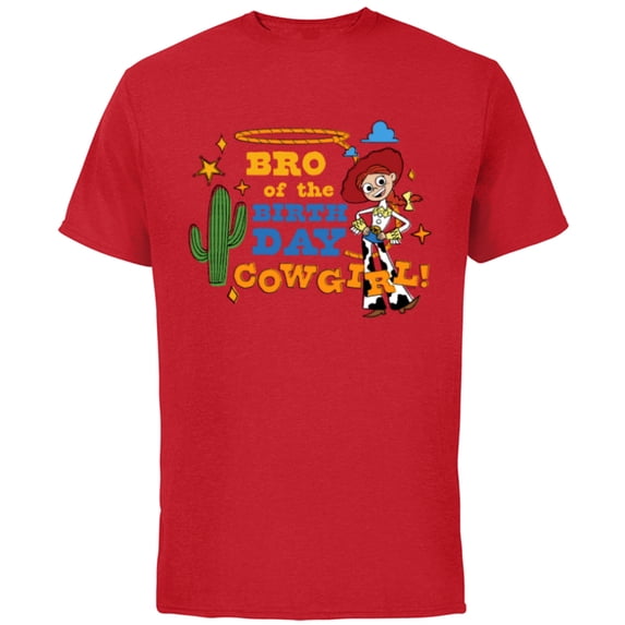 Disney and Pixar’s Toy Story Bro of the Birthday Cowgirl - Short Sleeve Cotton T-Shirt for Adults - Customized-Red