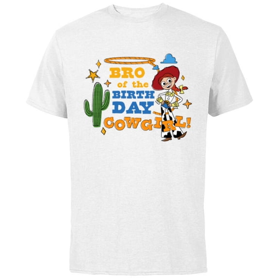 Disney and Pixar’s Toy Story Bro of the Birthday Cowgirl - Short Sleeve Cotton T-Shirt for Adults - Customized-White