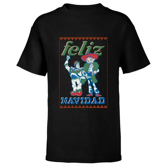 Disney and Pixar’s Toy Story Buzz & Jessie Feliz Navidad - Short Sleeve T-Shirt for Kids - Customized-Black