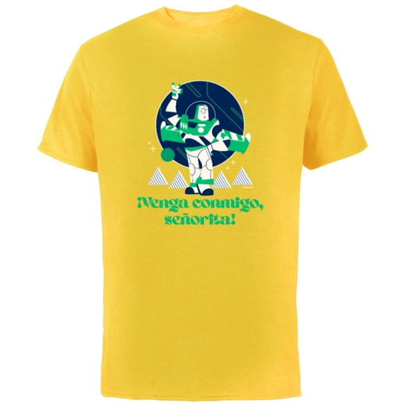 Disney and Pixar’s Toy Story Buzz Lightyear Spanish Mode - Short Sleeve Cotton T-Shirt for Adults - Customized-Yellow