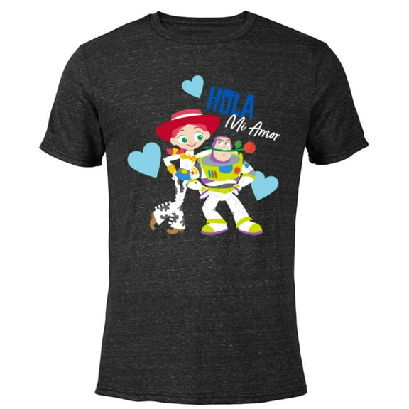 Disney and Pixar’s Toy Story Buzz and Jessie Valentine’s Day - Short Sleeve Blended T-Shirt for Adults – Customized-Black