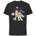 thumbnail image 1 of Disney and Pixar’s Toy Story Buzz and Jessie Valentine’s Day - Short Sleeve Cotton T-Shirt for Adults - Customized-Black, 1 of 5