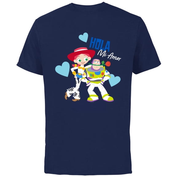 Disney and Pixar’s Toy Story Buzz and Jessie Valentine’s Day - Short Sleeve Cotton T-Shirt for Adults - Customized-Navy