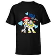 thumbnail image 1 of Disney and Pixar’s Toy Story Buzz and Jessie Valentine’s Day - Short Sleeve T-Shirt for Kids – Customized-Black, 1 of 5