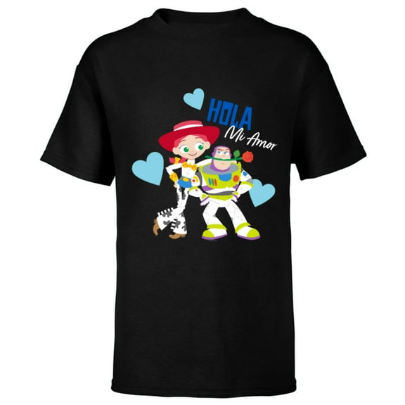 Disney and Pixar’s Toy Story Buzz and Jessie Valentine’s Day - Short Sleeve T-Shirt for Kids – Customized-Black