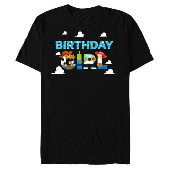 Disney and Pixar’s Toy Story Clouds Birthday Girl - Short Sleeve Blended T-Shirt for Adults - Customized-Black