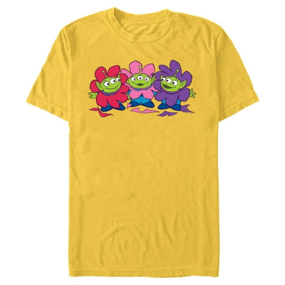Disney and Pixar’s Toy Story Cute Aliens Flowers - Short Sleeve Blended T-Shirt for Adults - Customized-Yellow