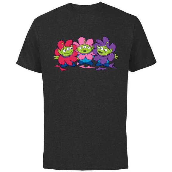 Disney and Pixar’s Toy Story Cute Aliens Flowers - Short Sleeve Cotton T-Shirt for Adults - Customized-Black