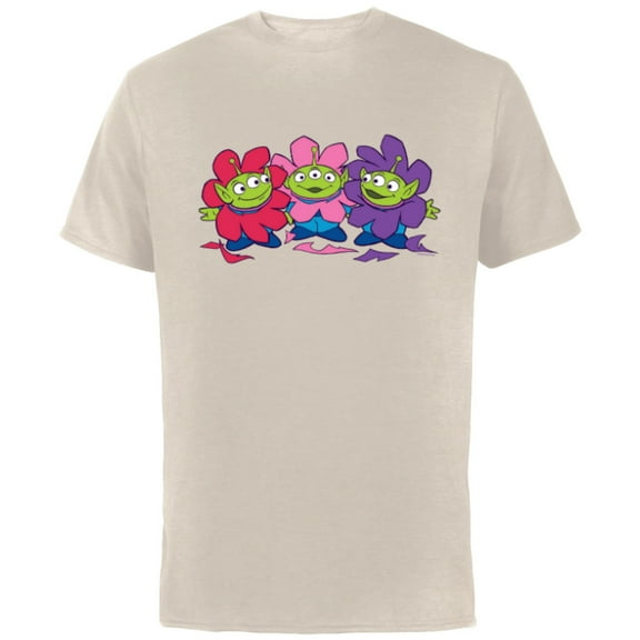 Disney and Pixar’s Toy Story Cute Aliens Flowers - Short Sleeve Cotton T-Shirt for Adults - Customized-Natural