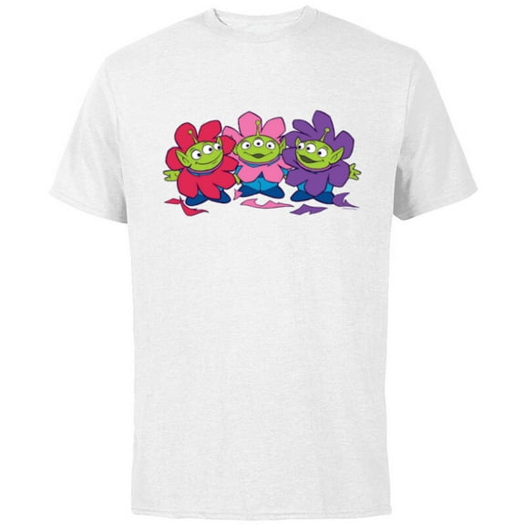 Disney and Pixar’s Toy Story Cute Aliens Flowers - Short Sleeve Cotton T-Shirt for Adults - Customized-White