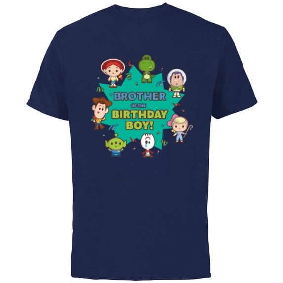 Disney and Pixar’s Toy Story Cute Brother of Birthday Boy - Short Sleeve Cotton T-Shirt for Adults - Customized-Navy