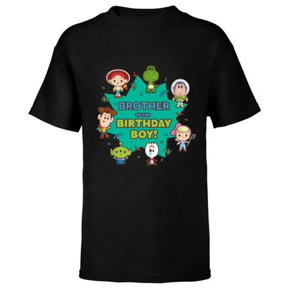Disney and Pixar’s Toy Story Cute Brother of Birthday Boy - Short Sleeve T-Shirt for Kids - Customized-Black