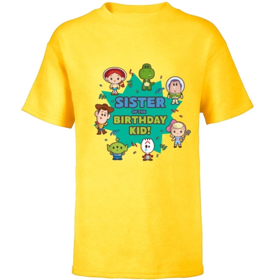 Disney and Pixar’s Toy Story Cute Sister of the Birthday Kid - Short Sleeve T-Shirt for Kids - Customized-Yellow