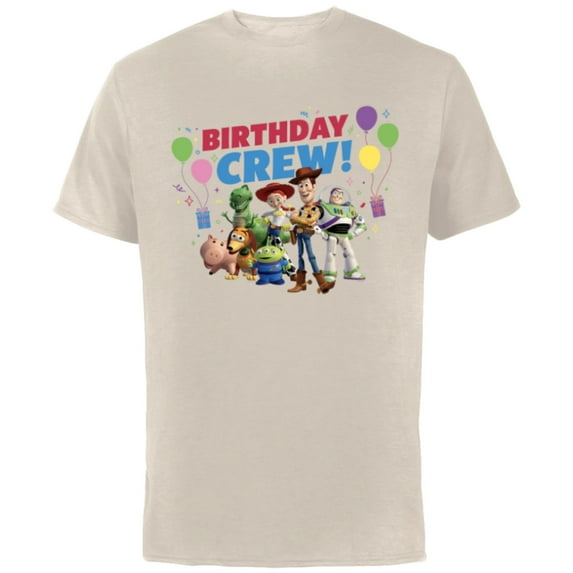 Disney and Pixar’s Toy Story Family Party Birthday Crew - Short Sleeve Cotton T-Shirt for Adults - Customized-Natural