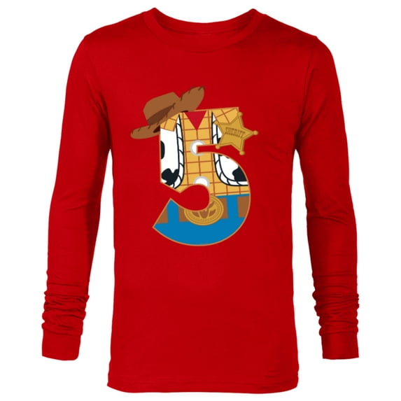 Disney and Pixar’s Toy Story Fifth Birthday 5 Years Old - Long Sleeve T-Shirt for Men - Customized-New Red