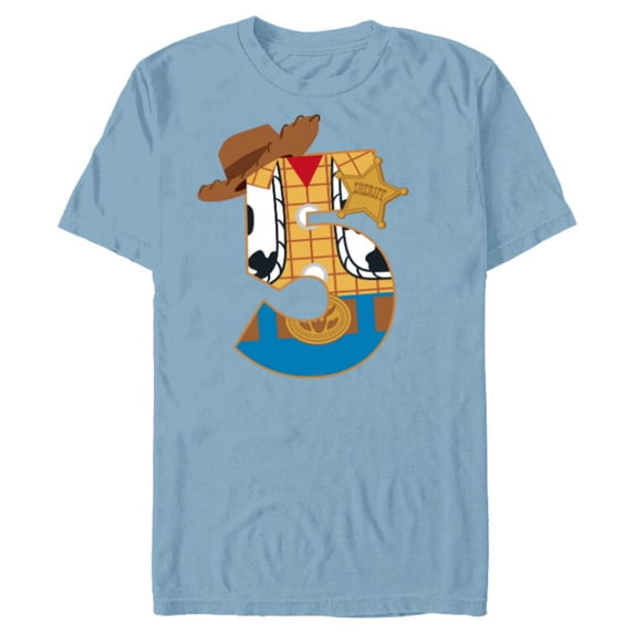 Disney and Pixar’s Toy Story Fifth Birthday 5 Years Old - Short Sleeve Blended T-Shirt for Adults - Customized-Ocean Blue