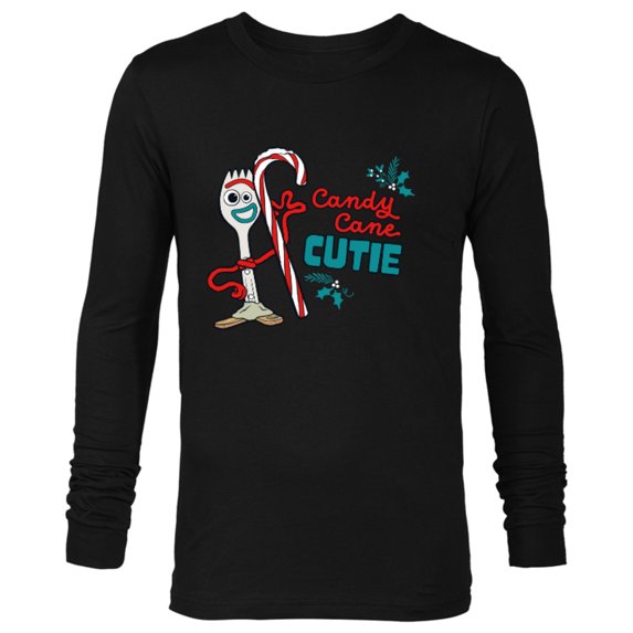 Disney and Pixar’s Toy Story Forky Candy Cane Cutie Holiday Standard - Long Sleeve T-Shirt for Men – Customized-Black