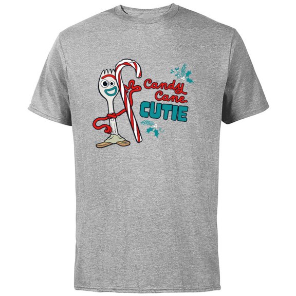 Disney and Pixar’s Toy Story Forky Candy Cane Cutie Holiday Standard - Short Sleeve Cotton T-Shirt for Adults - Customized-Athletic Heather