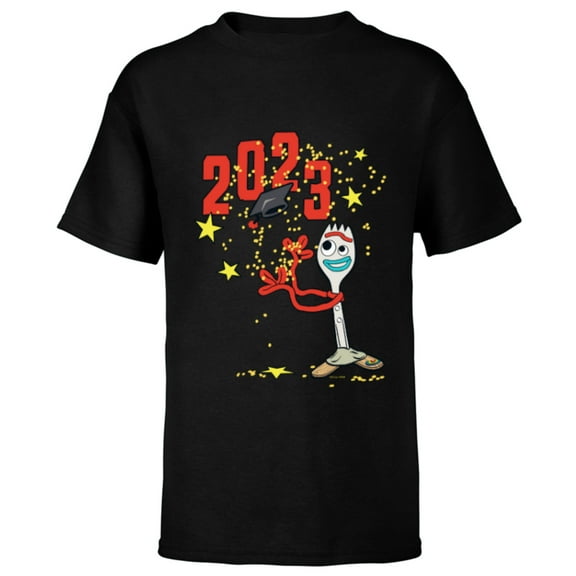 Disney and Pixar’s Toy Story Forky Class of 2023 Graduation - Short Sleeve T-Shirt for Kids - Customized-Black
