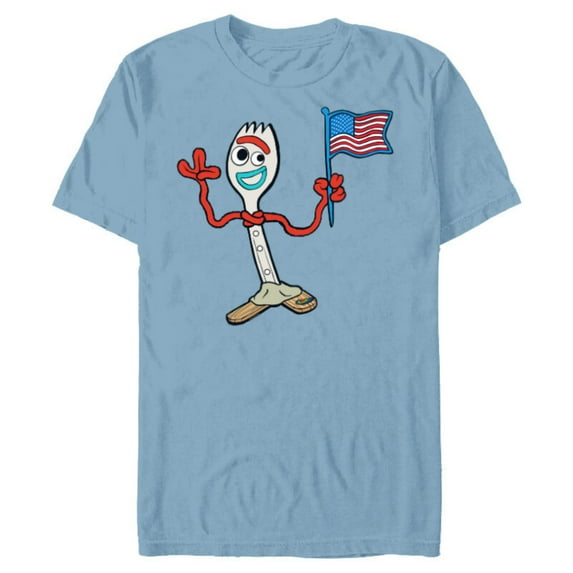 Disney and Pixar’s Toy Story Forky Flag Fourth of July - Short Sleeve Blended T-Shirt for Adults - Customized-Ocean Blue
