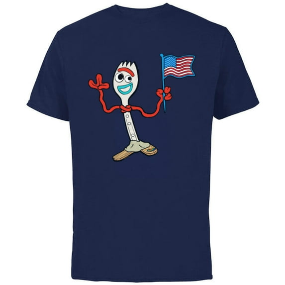Disney and Pixar’s Toy Story Forky Flag Fourth of July - Short Sleeve Cotton T-Shirt for Adults - Customized-Navy