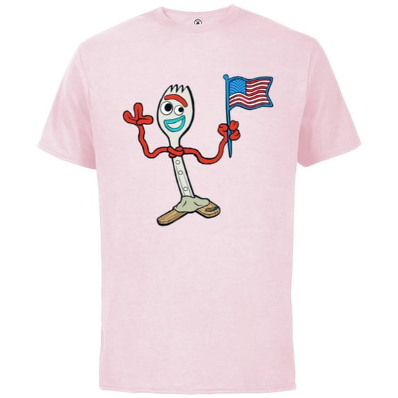 Disney and Pixar’s Toy Story Forky Flag Fourth of July - Short Sleeve Cotton T-Shirt for Adults - Customized-Soft Pink