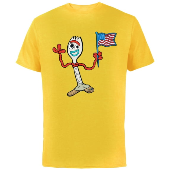 Disney and Pixar’s Toy Story Forky Flag Fourth of July - Short Sleeve Cotton T-Shirt for Adults - Customized-Yellow