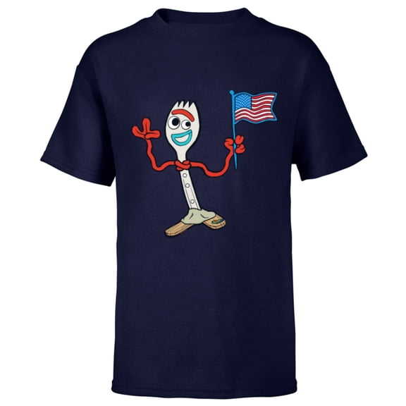 Disney and Pixar’s Toy Story Forky Flag Fourth of July - Short Sleeve T-Shirt for Kids - Customized-Navy