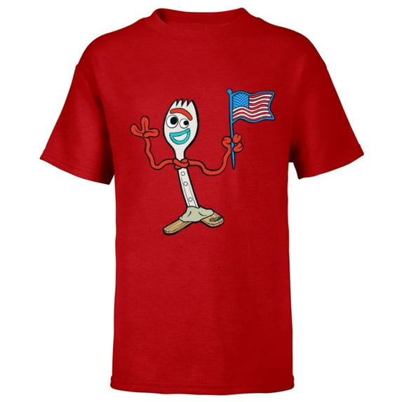Disney and Pixar’s Toy Story Forky Flag Fourth of July - Short Sleeve T-Shirt for Kids - Customized-Red