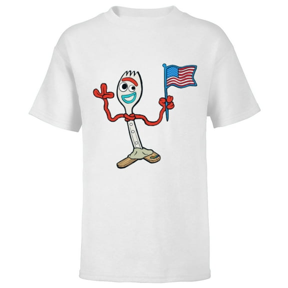 Disney and Pixar’s Toy Story Forky Flag Fourth of July - Short Sleeve T-Shirt for Kids - Customized-White