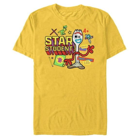 Disney and Pixar’s Toy Story Forky Star Student - Short Sleeve Blended T-Shirt for Adults - Customized-Yellow