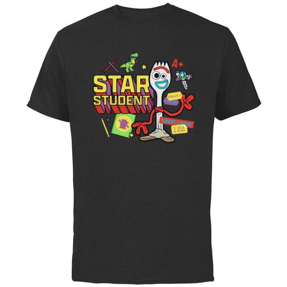 Disney and Pixar’s Toy Story Forky Star Student - Short Sleeve Cotton T-Shirt for Adults - Customized-Black