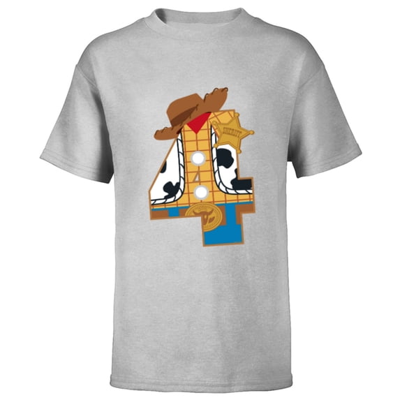 Disney and Pixar’s Toy Story Fourth Birthday 4 Years Old - Short Sleeve T-Shirt for Kids - Customized-Athletic Heather
