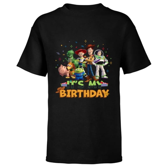 Disney and Pixar’s Toy Story It’s My Birthday Party Matching - Short Sleeve T-Shirt for Kids - Customized-Black