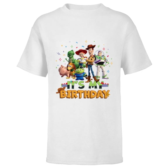 Disney and Pixar’s Toy Story It’s My Birthday Party Matching - Short Sleeve T-Shirt for Kids - Customized-White