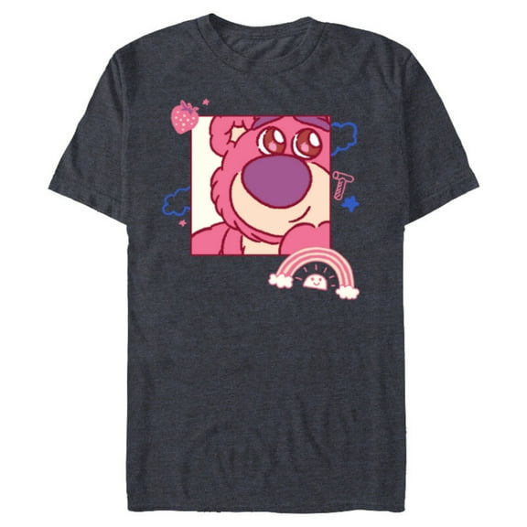 Disney and Pixar’s Toy Story Lotso Bear Fluffy Rainbows Cute - Short Sleeve Blended T-Shirt for Adults - Customized-Navy Heather