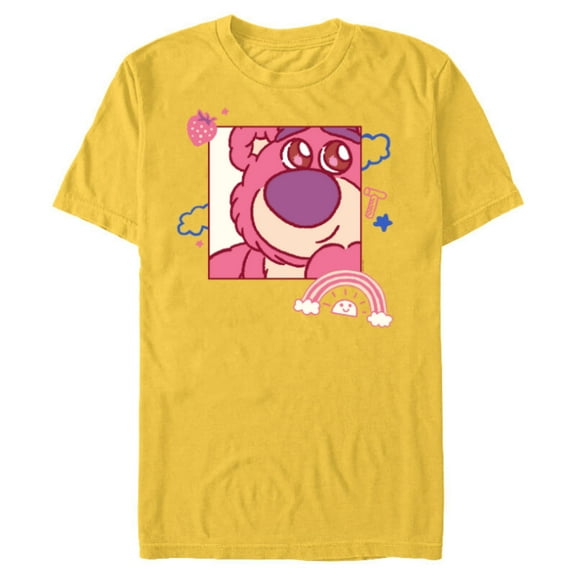 Disney and Pixar’s Toy Story Lotso Bear Fluffy Rainbows Cute - Short Sleeve Blended T-Shirt for Adults - Customized-Yellow