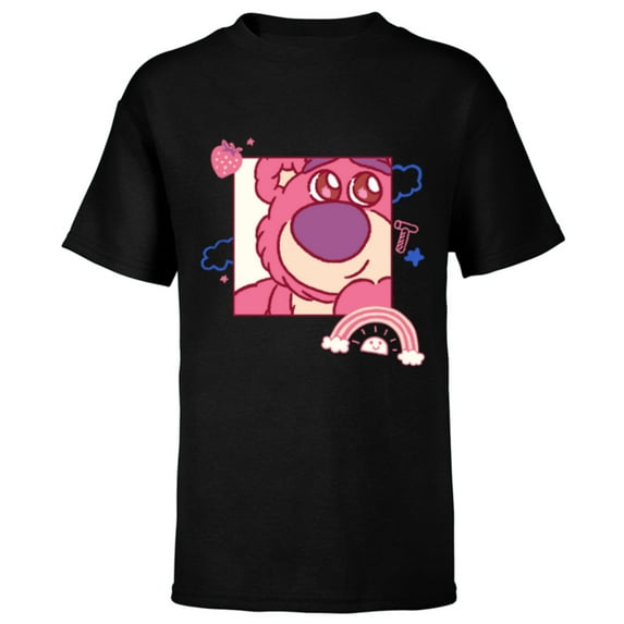Disney and Pixar’s Toy Story Lotso Bear Fluffy Rainbows Cute - Short Sleeve T-Shirt for Kids - Customized-Black