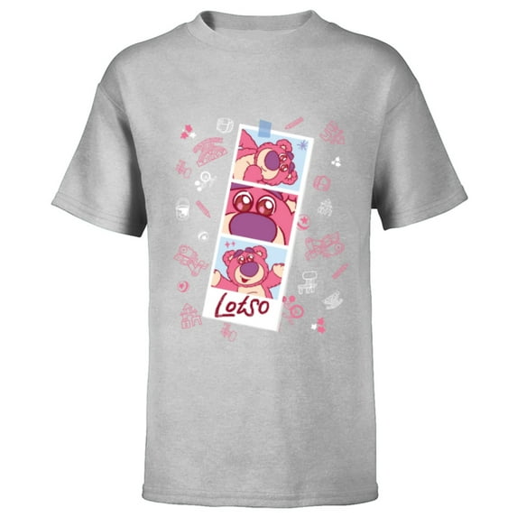 Disney and Pixar’s Toy Story Lotso Fluffy Cute Photo Strip - Short Sleeve T-Shirt for Kids - Customized-Athletic Heather