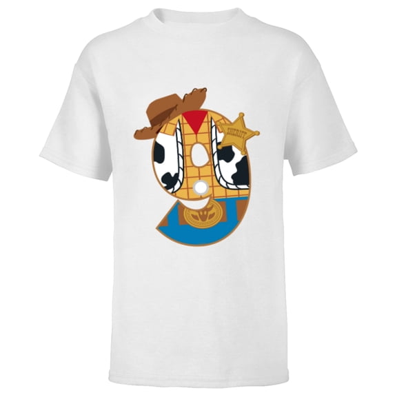 Disney and Pixar’s Toy Story Ninth Birthday 9 Years Old - Short Sleeve T-Shirt for Kids - Customized-White