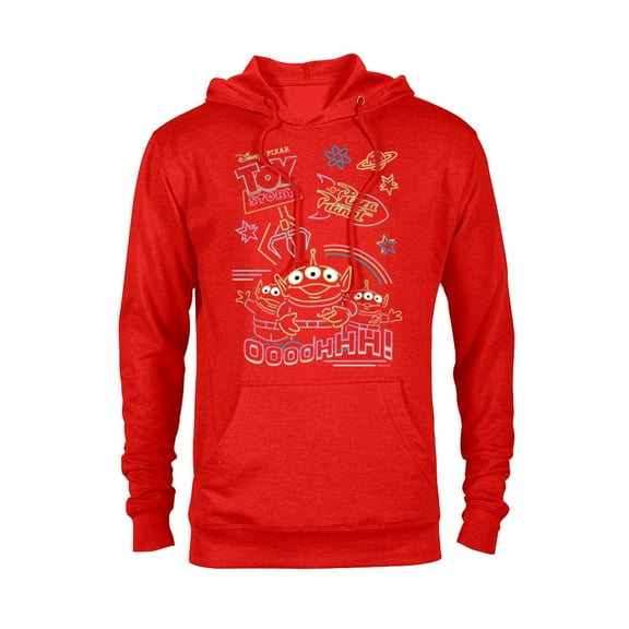 Disney and Pixar’s Toy Story Pizza Planet Aliens Neon - Pullover Hoodie for Adults - Customized-Red
