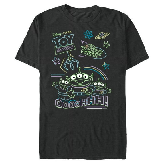 Disney and Pixar’s Toy Story Pizza Planet Aliens Neon - Short Sleeve Blended T-Shirt for Adults - Customized-Dark Heather