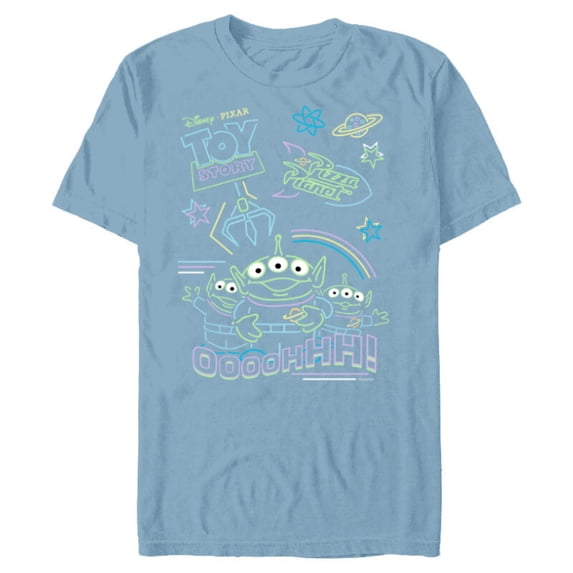 Disney and Pixar’s Toy Story Pizza Planet Aliens Neon - Short Sleeve Blended T-Shirt for Adults - Customized-Ocean Blue
