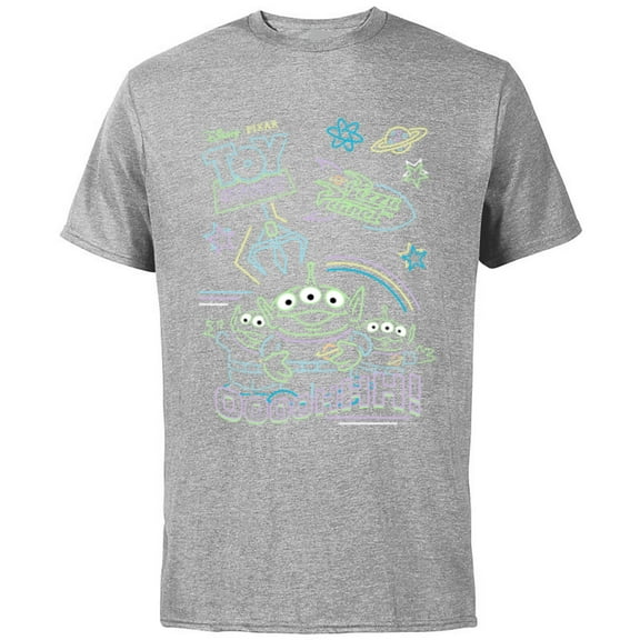 Disney and Pixar’s Toy Story Pizza Planet Aliens Neon - Short Sleeve Cotton T-Shirt for Adults - Customized-Athletic Heather