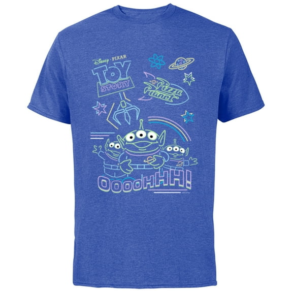 Disney and Pixar’s Toy Story Pizza Planet Aliens Neon - Short Sleeve Cotton T-Shirt for Adults - Customized-Royal Heather