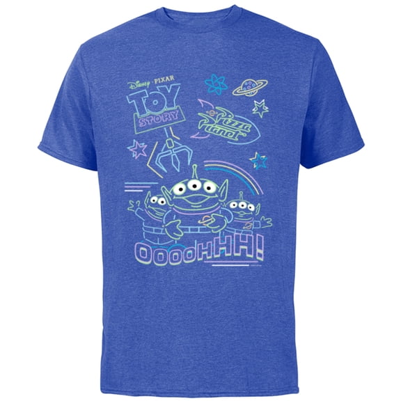Disney and Pixar’s Toy Story Pizza Planet Aliens Neon - Short Sleeve Cotton T-Shirt for Adults - Customized-Royal Heather