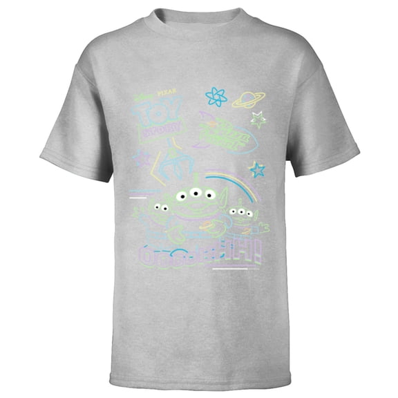 Disney and Pixar’s Toy Story Pizza Planet Aliens Neon - Short Sleeve T-Shirt for Kids - Customized-Athletic Heather