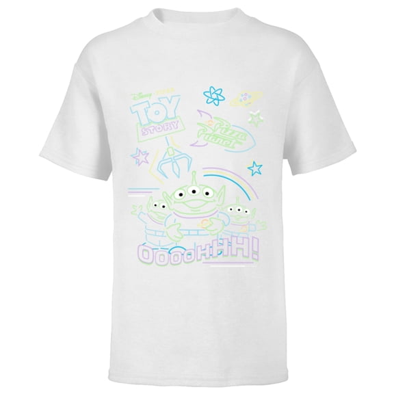 Disney and Pixar’s Toy Story Pizza Planet Aliens Neon - Short Sleeve T-Shirt for Kids - Customized-White